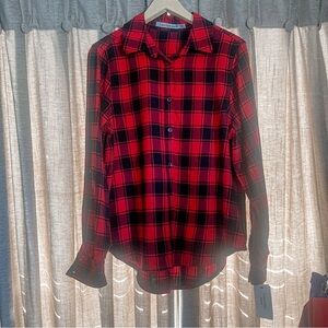 NWT Calvin Klein Jeans Red and Black Plaid Flannel Shirt Size Medium